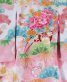 お宮参りの女の子用初着・産着 |白×ピンク地に桜と兎に松No.31